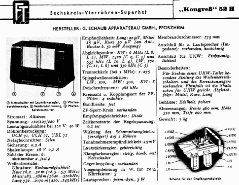 Kongress 52H; Schaub und Schaub- (ID = 2123609) Radio