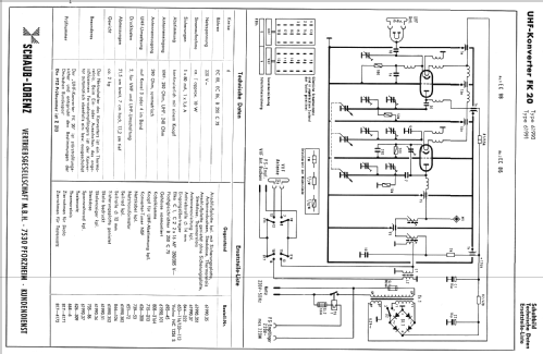 UHF-Konverter FK20; Schaub und Schaub- (ID = 913720) Adapteur