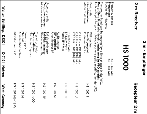 2m-Empfänger HS 1000; Schilling, Walter; (ID = 1630362) Kit