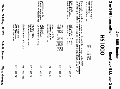2m-SSB-Sender HS 1000; Schilling, Walter; (ID = 1630368) Kit