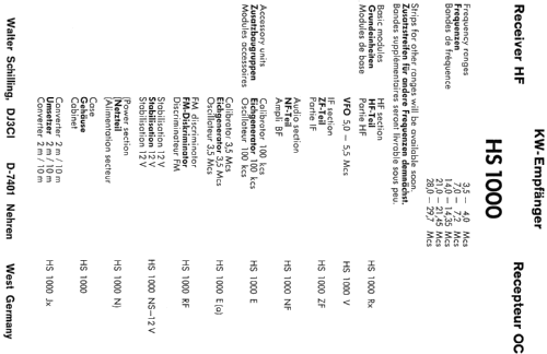 KW-Empfänger HS 1000; Schilling, Walter; (ID = 1630364) Bausatz