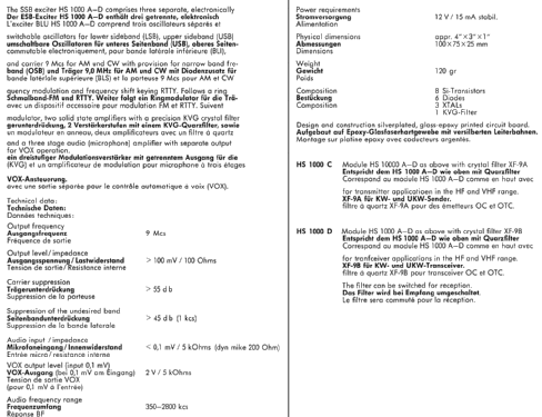 SSB Exciter 9 MHz HS 1000 D; Schilling, Walter; (ID = 1627973) mod-past25
