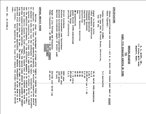 FM Broadcast Monitor 310-D; Scott; H.H.; Maynard (ID = 440825) Radio