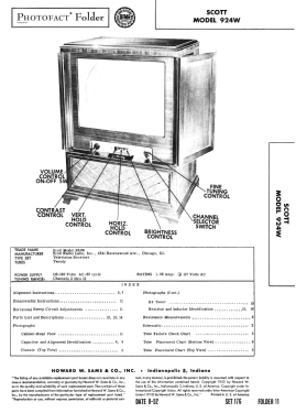 Scott 924W; Scott Radio Labs.E.H (ID = 3081021) Television