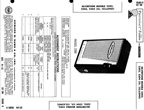 Silvertone 2202 Ch= 132.62901 Order=57G 2202; Sears, Roebuck & Co. (ID = 1680761) Radio