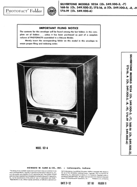 Silvertone 102A Ch= 549.100-3; Sears, Roebuck & Co. (ID = 3028062) Television