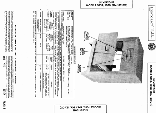 Silvertone 1052 Ch= 132.011 Order=57FM 1052; Sears, Roebuck & Co. (ID = 447821) Radio