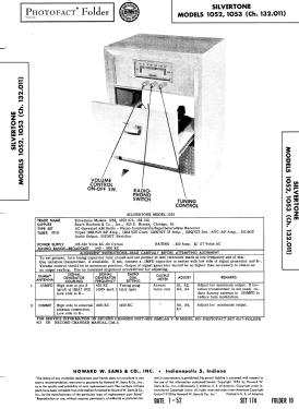 Silvertone 1052 Ch= 132.011 Order=57FM 1052; Sears, Roebuck & Co. (ID = 3076597) Radio