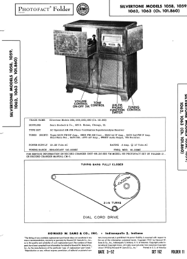 Silvertone 1059 Ch= 101.860 Order=57FM 1059; Sears, Roebuck & Co. (ID = 3032029) Radio