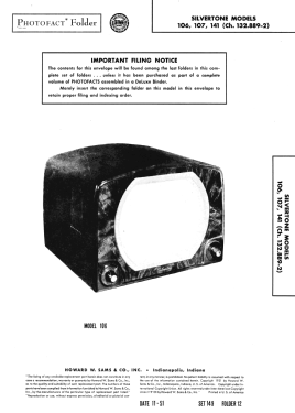 Silvertone 106 Ch= 132.889-2; Sears, Roebuck & Co. (ID = 2970110) Television