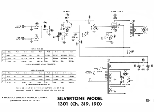 Silvertone 1301 Ch= 319.190; Sears, Roebuck & Co. (ID = 1573558) Ampl/Mixer