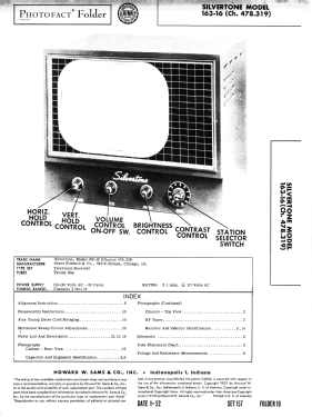Silvertone 163-16 Ch= 478.319; Sears, Roebuck & Co. (ID = 3015083) Televisión