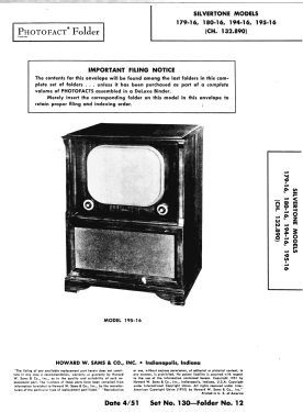 Silvertone 179-16 ch= 132.890; Sears, Roebuck & Co. (ID = 2901221) Televisore