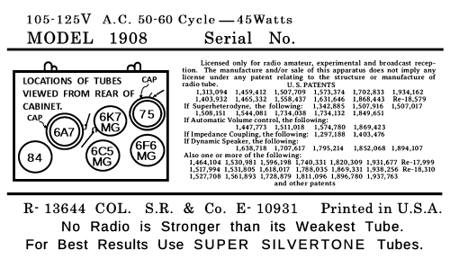 Silvertone 1908; Sears, Roebuck & Co. (ID = 3083348) Radio