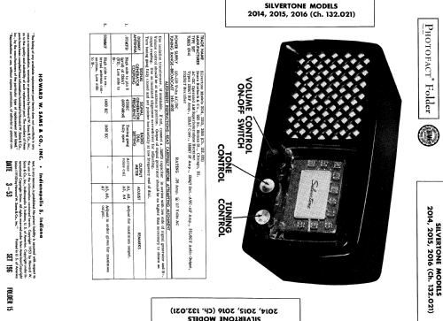 Silvertone 2016 Ch= 132.021 Order=57G 02016; Sears, Roebuck & Co. (ID = 539070) Radio