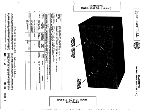 Silvertone 2028 or 2029 Ch= 528.230 Order=57G 02028; Sears, Roebuck & Co. (ID = 2566341) Radio