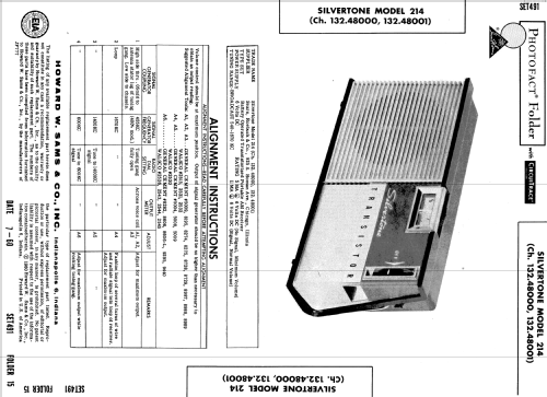 Silvertone 214 Ch= 132.48000 Order=57K 214; Sears, Roebuck & Co. (ID = 591686) Radio