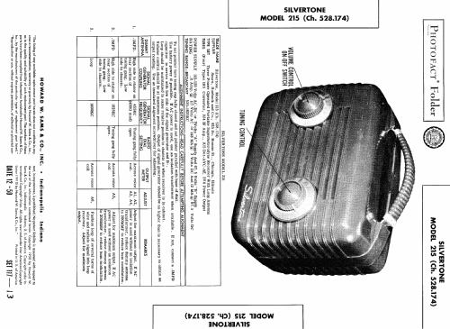 Silvertone 215 Ch= 528.174 Order=57E 0215; Sears, Roebuck & Co. (ID = 445052) Radio