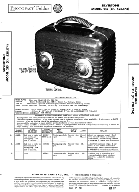 Silvertone 215 Ch= 528.174 Order=57E 0215; Sears, Roebuck & Co. (ID = 2808876) Radio