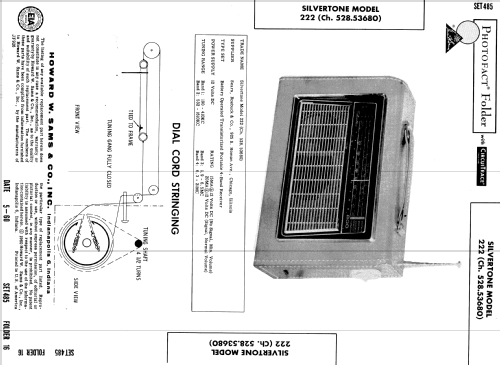 Silvertone 222 Ch= 528.53680 Order=57K 222; Sears, Roebuck & Co. (ID = 565047) Radio