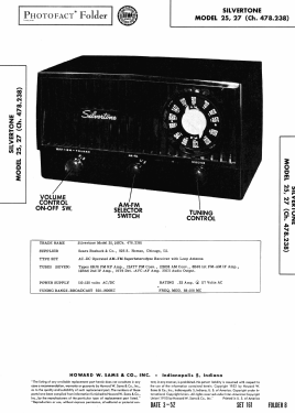 Silvertone 25 Ch= 478.238 Order=57F 025; Sears, Roebuck & Co. (ID = 3027682) Radio