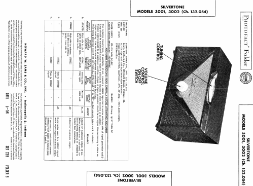 Silvertone 3001 Ch= 132.054 Order=57D 03001; Sears, Roebuck & Co. (ID = 448102) Radio