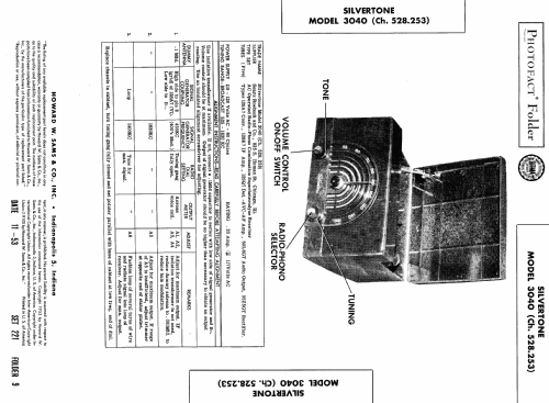 Silvertone 3040 Ch= 528.253; Sears, Roebuck & Co. (ID = 448258) Radio