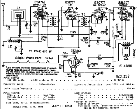 Silvertone Order= 57F 3051 Ch= 109.352 -A; Sears, Roebuck & Co. (ID = 652980) Radio