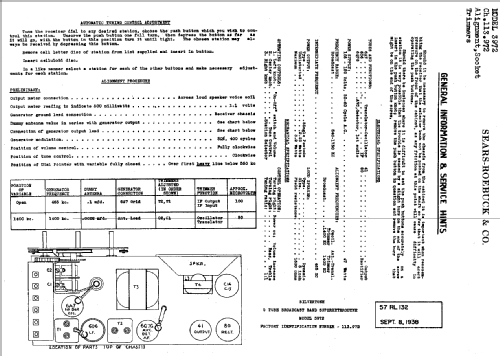 Silvertone 3972 Ch= 113.972; Sears, Roebuck & Co. (ID = 653858) Radio