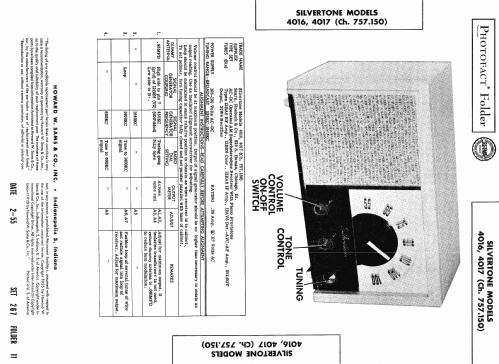 Silvertone 4016 Ch= 757.150 Order=57H 04016; Sears, Roebuck & Co. (ID = 449346) Radio