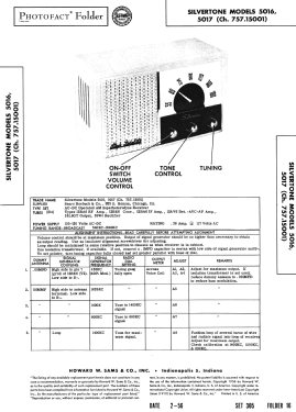 Silvertone 5016 Ch= 757.15001 Order= 57K 5016; Sears, Roebuck & Co. (ID = 2721574) Radio