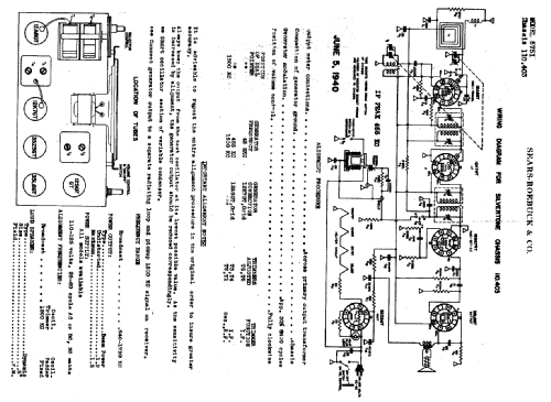 Silvertone Order= 57F 5751 Ch= 110.403; Sears, Roebuck & Co. (ID = 645899) Radio