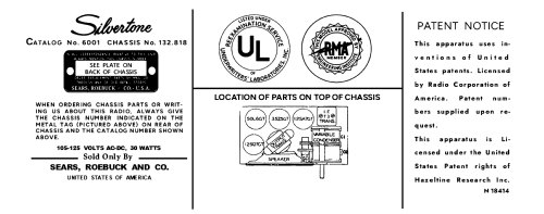 Silvertone 6001 Ch= 132.818; Sears, Roebuck & Co. (ID = 3097154) Radio