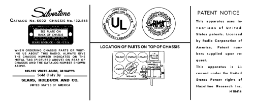 Silvertone 6002 Ch= 132.818; Sears, Roebuck & Co. (ID = 3097156) Radio