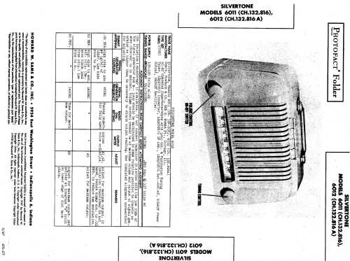 Silvertone 6011 Ch= 132.816; Sears, Roebuck & Co. (ID = 741926) Radio