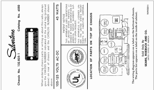 Silvertone 6050 Ch= 132.825-1; Sears, Roebuck & Co. (ID = 3044878) Radio