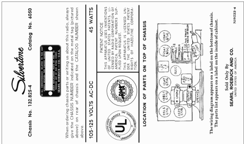 Silvertone 6050 Ch= 132.825-4; Sears, Roebuck & Co. (ID = 3044881) Radio