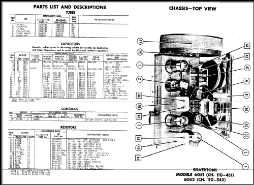 Silvertone 6051 Ch= 110.451; Sears, Roebuck & Co. (ID = 480396) Radio