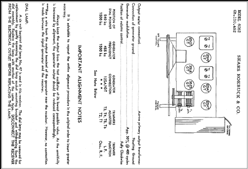 Silvertone 6052 Ch= 110.452; Sears, Roebuck & Co. (ID = 305828) Radio