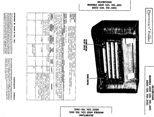 Silvertone 6052 Ch= 110.452; Sears, Roebuck & Co. (ID = 480381) Radio