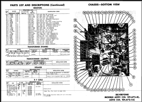 Silvertone 6092 Ch= 101.672-1B; Sears, Roebuck & Co. (ID = 480614) Radio