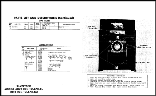 Silvertone 6092 Ch= 101.672-1B; Sears, Roebuck & Co. (ID = 480615) Radio