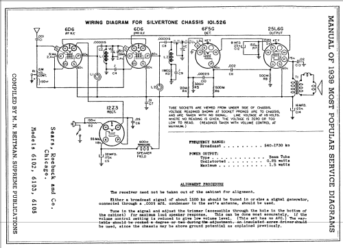 Silvertone Order= 57K 6102 Ch= 101.526; Sears, Roebuck & Co. (ID = 61353) Radio