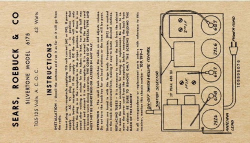 Silvertone 6175 Ch= 109.199-1; Sears, Roebuck & Co. (ID = 3091157) Radio