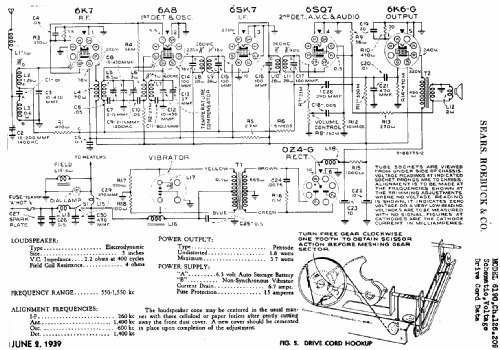 Silvertone Order= 57D 6190 Ch= 126.209; Sears, Roebuck & Co. (ID = 676542) Car Radio