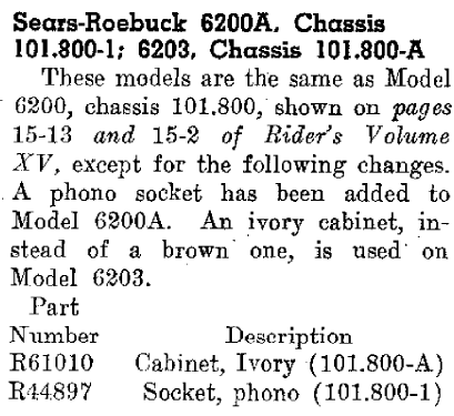 Silvertone 6203 Ch= 101.800-A; Sears, Roebuck & Co. (ID = 656047) Radio