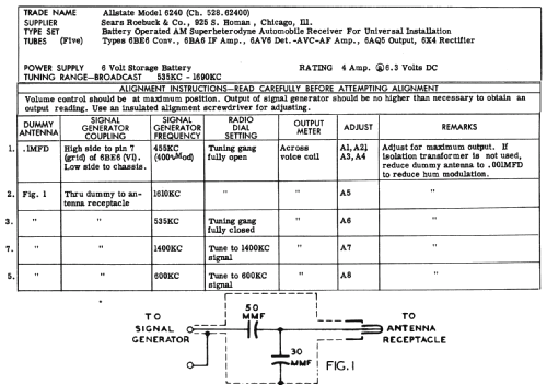 Silvertone 6240 Ch= 528.62400; Sears, Roebuck & Co. (ID = 237708) Car Radio