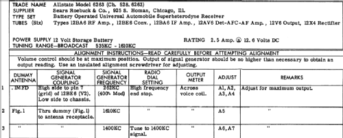 Silvertone 6263 Ch= 528.6263; Sears, Roebuck & Co. (ID = 237702) Car Radio