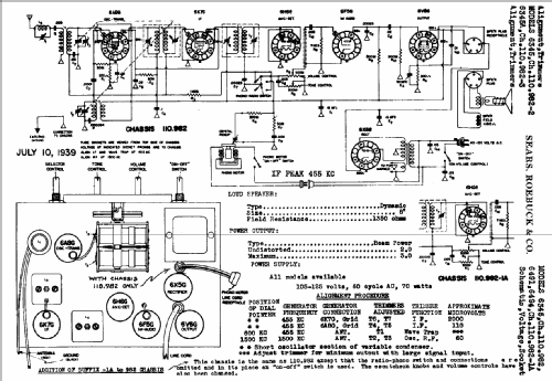 Silvertone Order= 57DM 6345 Ch= 110.982 ; Sears, Roebuck & Co. (ID = 659059) Radio