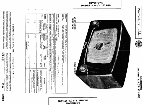 Silvertone 6 Ch= 132.881 Order=57K 06; Sears, Roebuck & Co. (ID = 444871) Radio